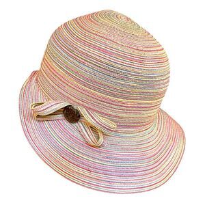 Jeanne Simmons Sunset Brimmed Hat Packable Crushable Straw Pastel NWT